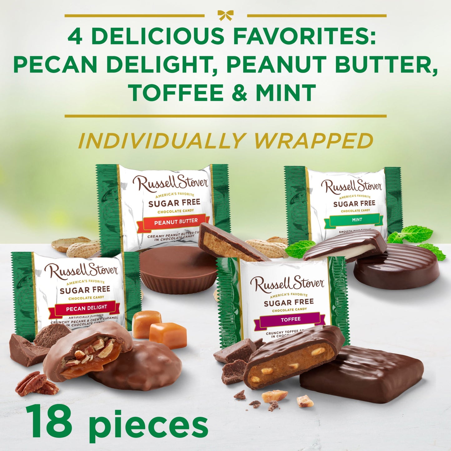 RUSSELL STOVER Sugar Free 4 Flavor Mix in Chocoalte Candy & Dark Chocolate Candy