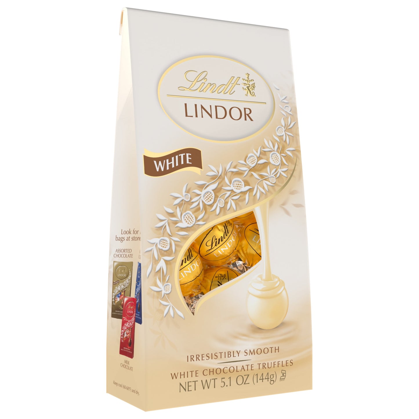 Lindt Lindor White Chocolate Candy Truffles, 5.1 oz. Bag