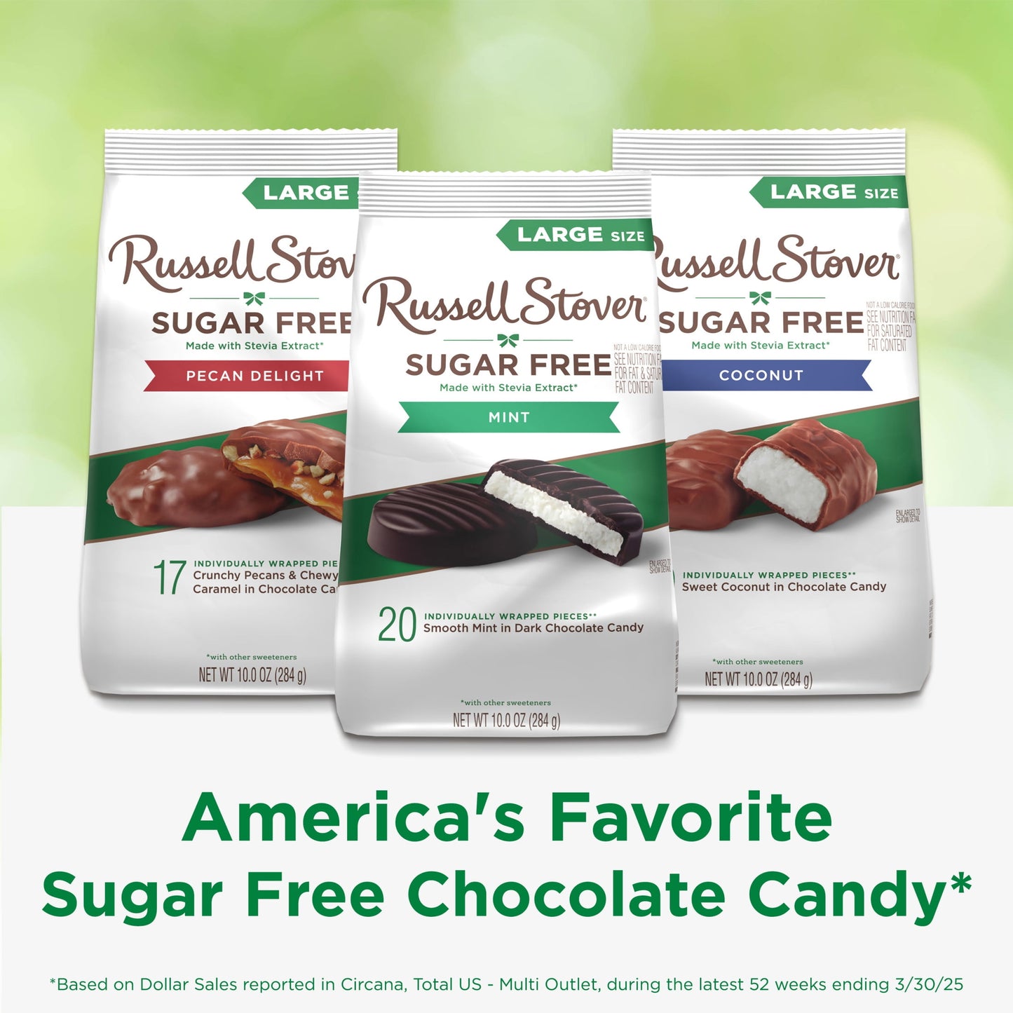 RUSSELL STOVER Sugar Free Dark Chocolate Mint Candy, 10 oz. bag