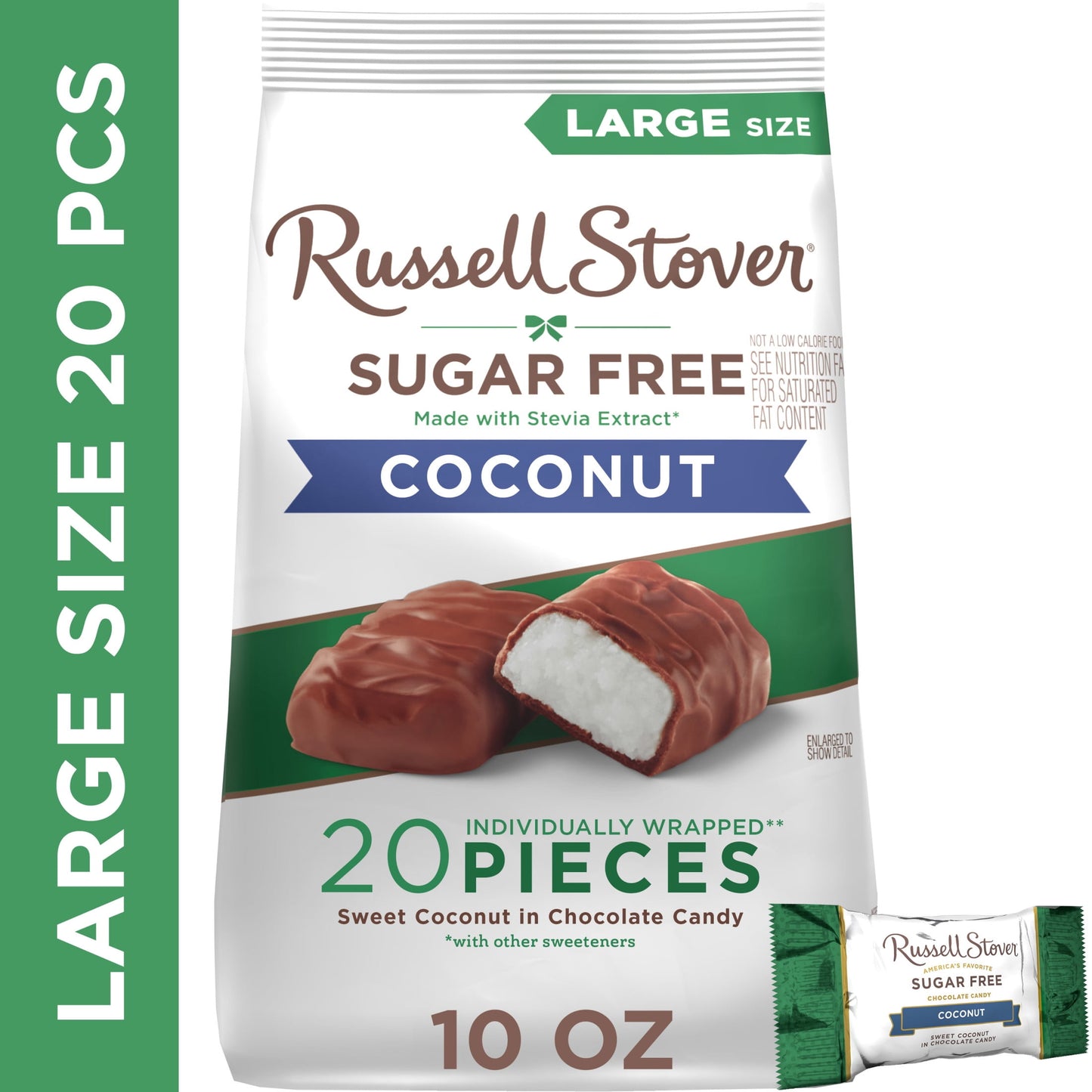 RUSSELL STOVER Sugar Free Coconut in Chocolate Candy, 10 oz. bag