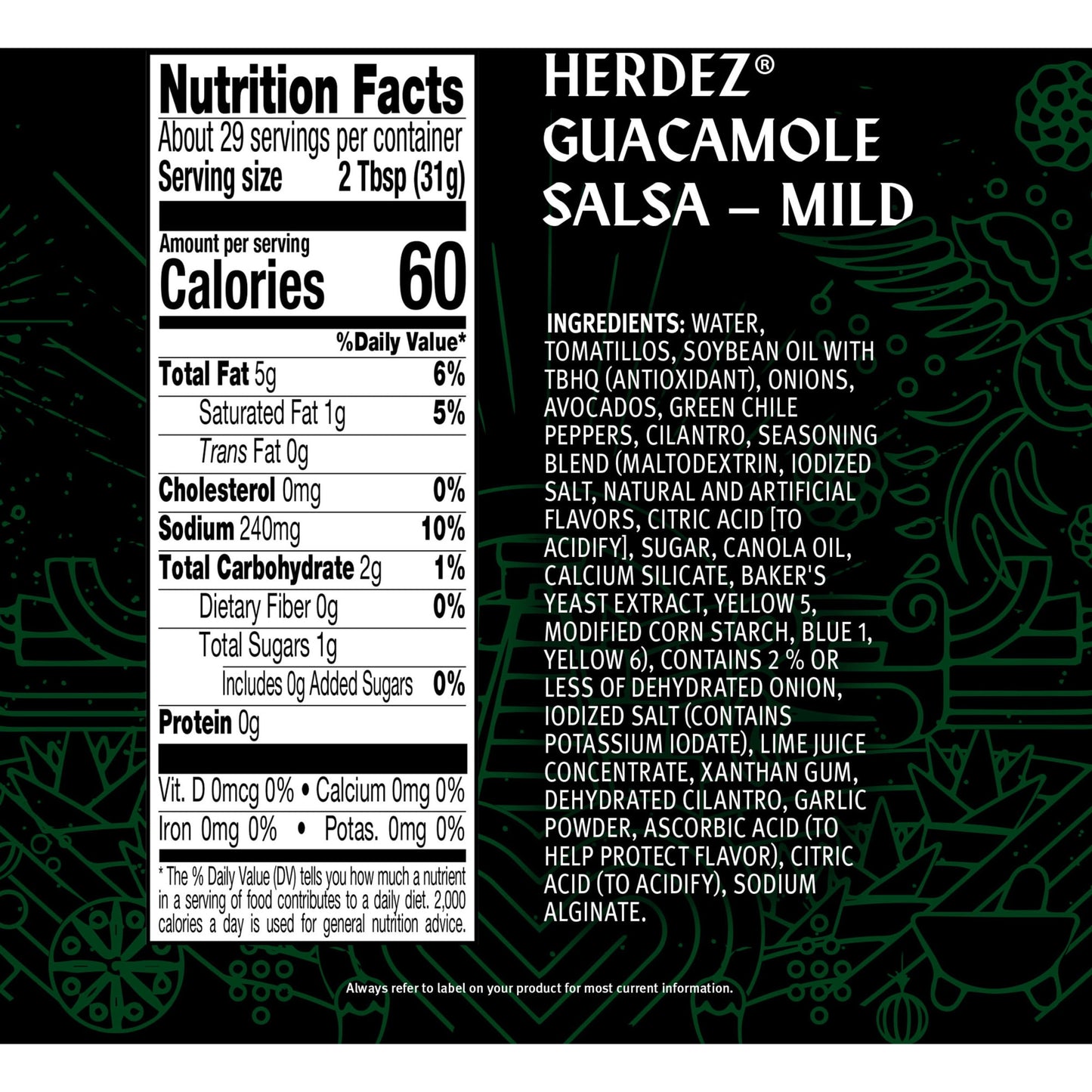 HERDEZ Guacamole Salsa Mild, Tortilla Chip Dip, Shelf Stable, 32 oz
