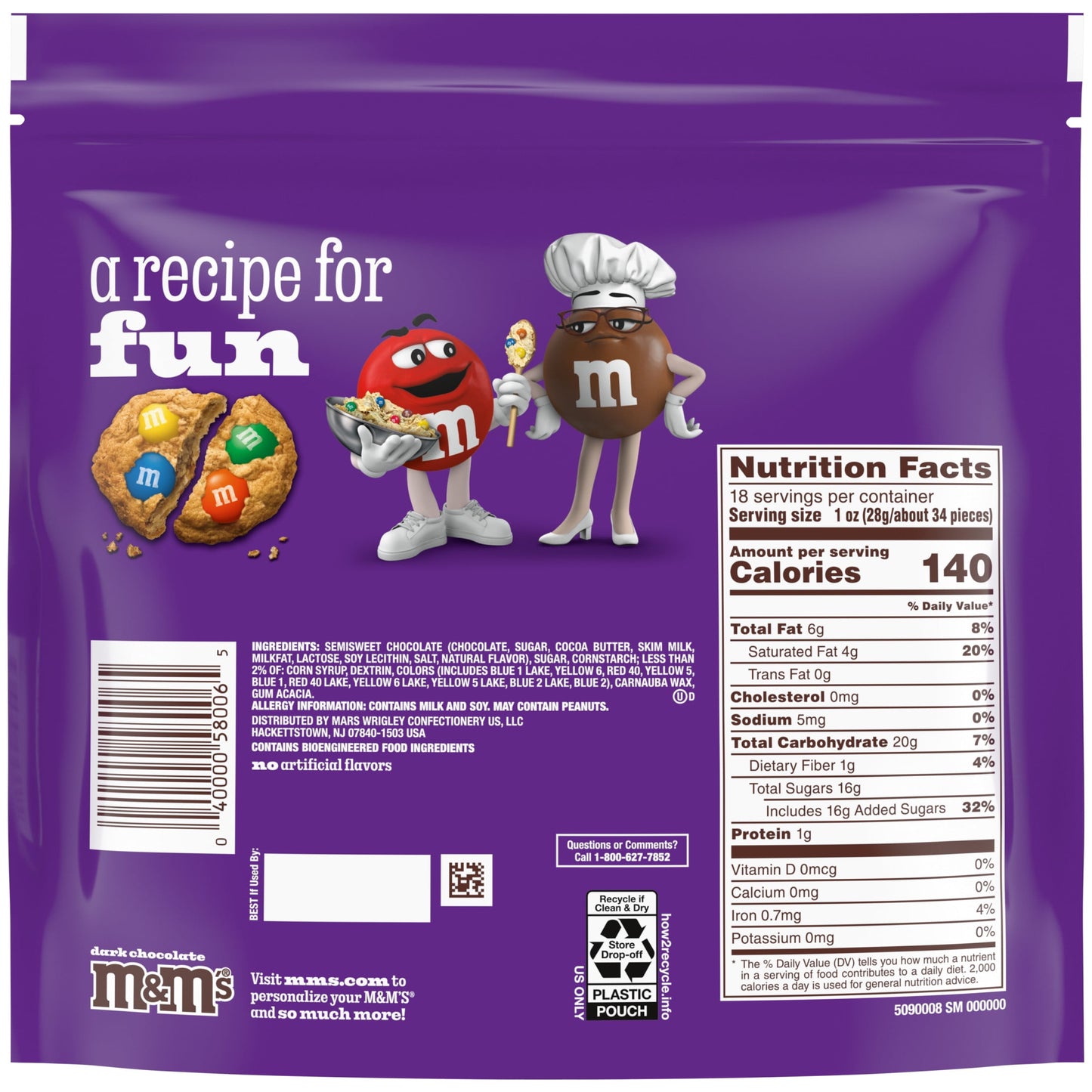 M&M's 50% Cacao Dark Chocolate Candy - 18 oz Bag