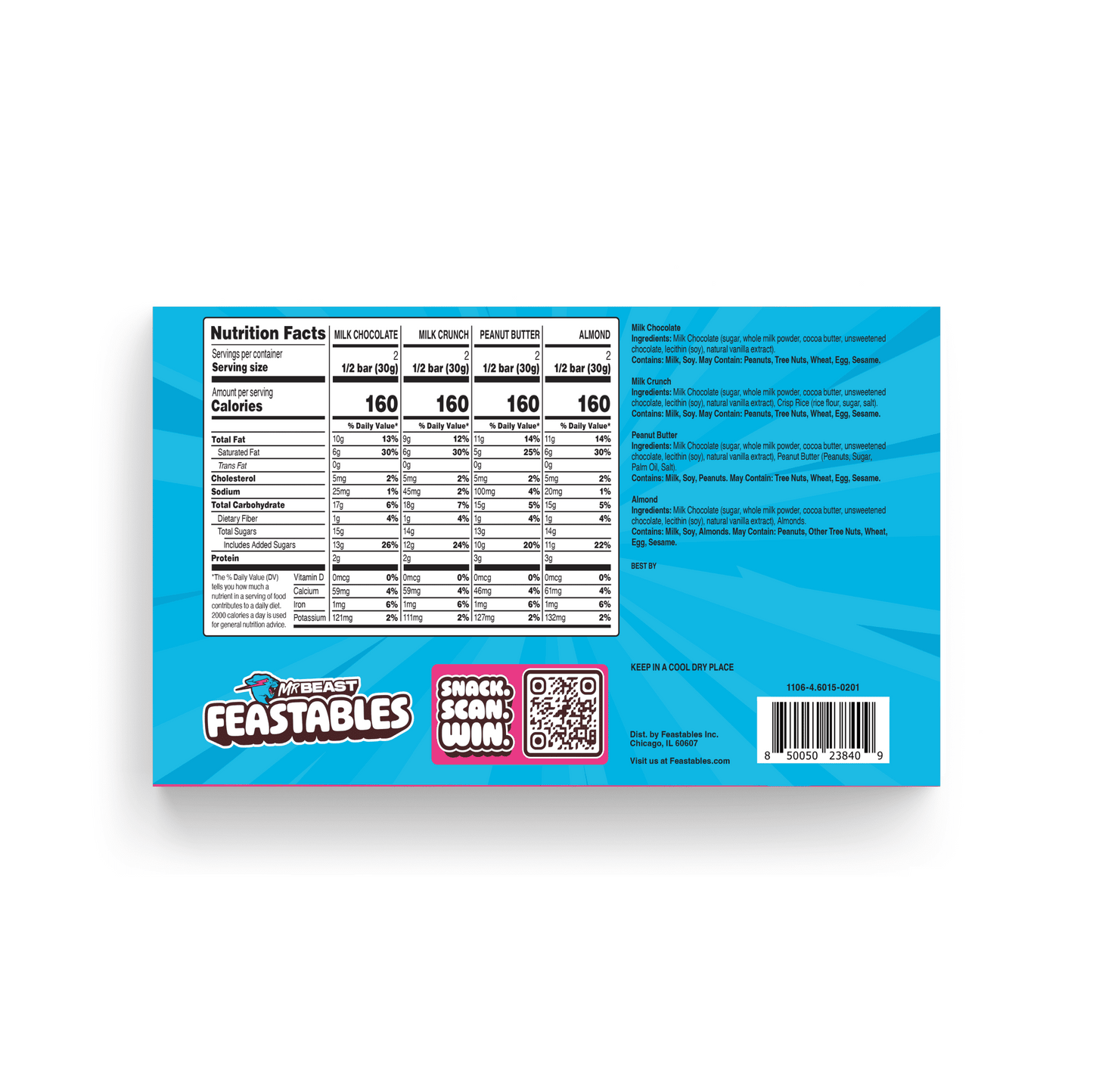 Feastables MrBeast Milk Chocolate Bar Sampler Variety Pack, 2.1 oz (60