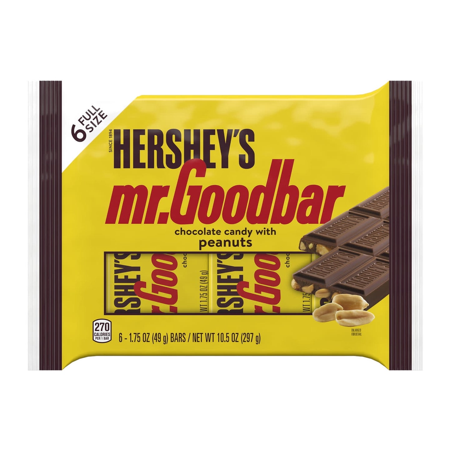 Hershey's Mr. Goodbar Chocolate with Peanuts Candy, Bars 1.75 oz, 6 Co