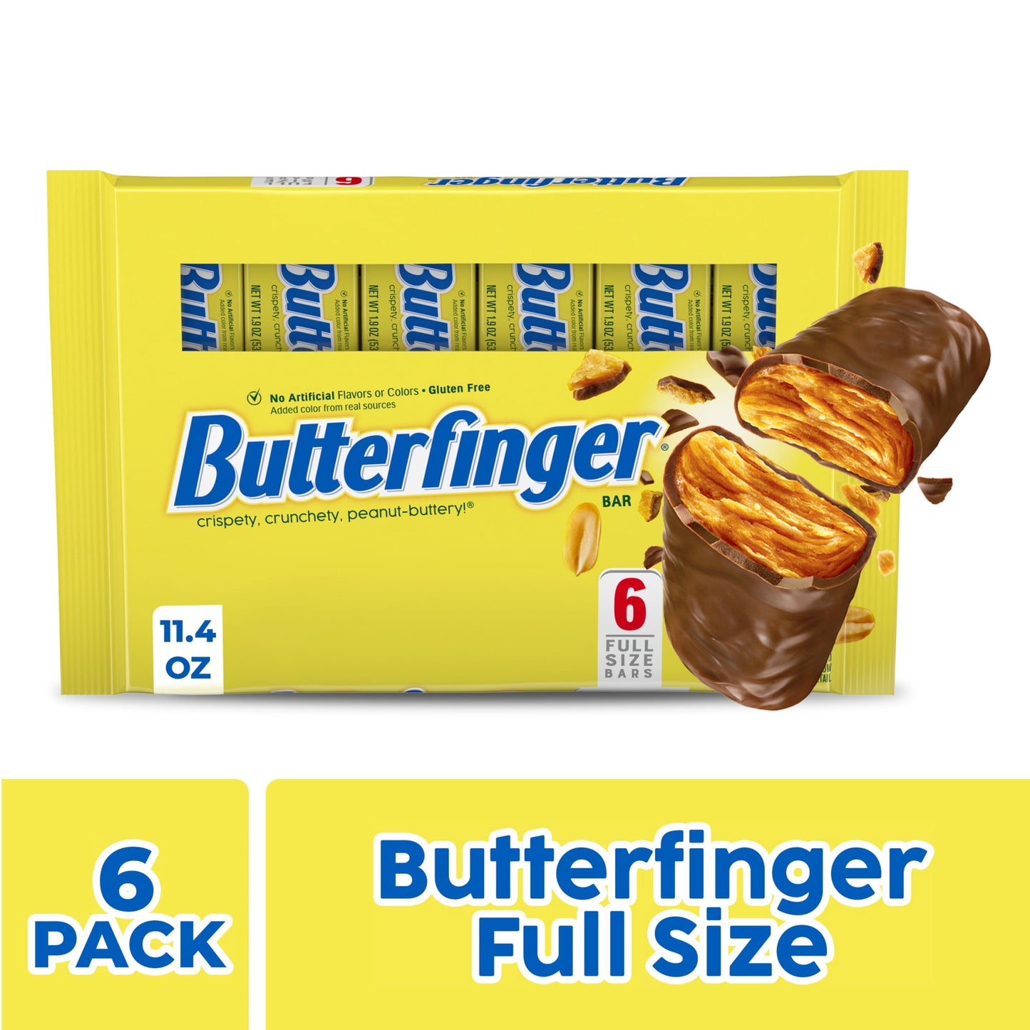 Butterfinger Full Size Candy Bar, 6 Count, 1.9 oz