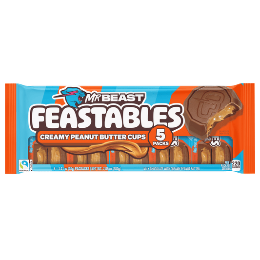 Feastables MrBeast Chocolate Peanut Butter Cups, 1.41 oz (40g), 5 Coun