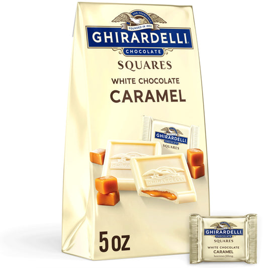 GHIRARDELLI White Chocolate Candy SQUARES with Caramel Filling, 5 oz B