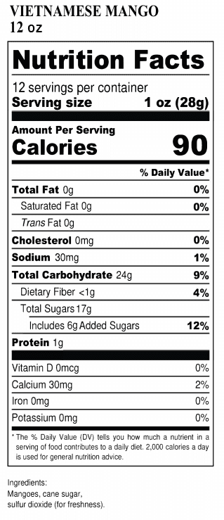 SWEETENED MANGO GREAT VALUE BAG 12 OZ