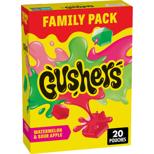 Gushers Fruit Flavored Snacks, Halloween, Watermelon and Sour Apple Flavor, 20 Count, 16 oz