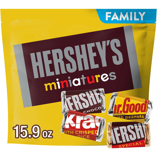 Hershey's Miniatures Assorted Chocolate Candy Family Pack, 15.9 oz