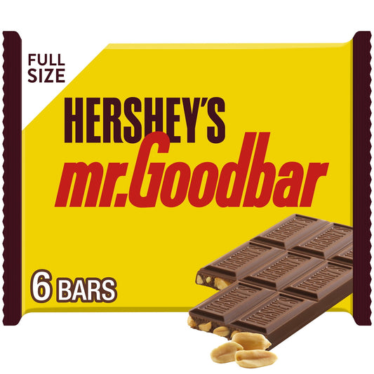 Hershey's Mr. Goodbar Chocolate with Peanuts Candy, Bars 1.75 oz, 6 Co