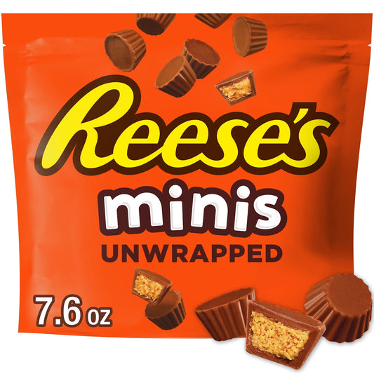 Reese's Minis Milk Chocolate Unwrapped Peanut Butter Cups Candy, Bag 7
