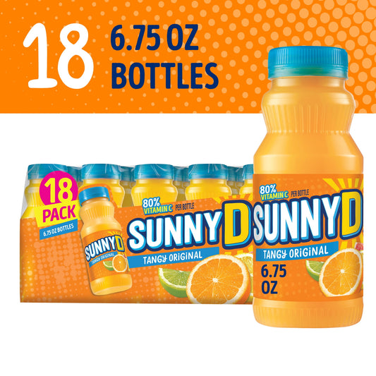 SUNNYD Tangy Original Shelf Stable Orange Juice Drink, 18 Count, 6.75