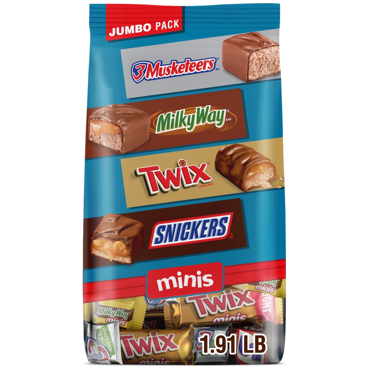 Mars Mixed Snickers, Twix, Milky Way, & 3 Musketeers Minis Chocolate Bars