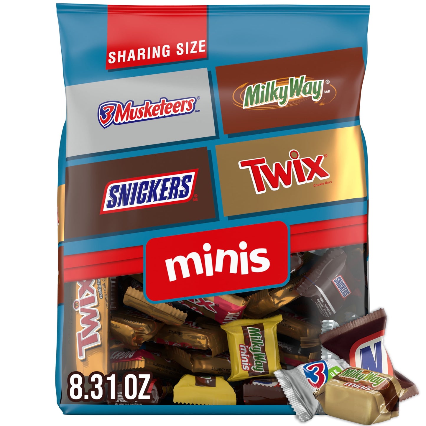 Mars Mixed Snickers, Twix, Milky Way, & 3 Musketeers Minis Chocolate Bars