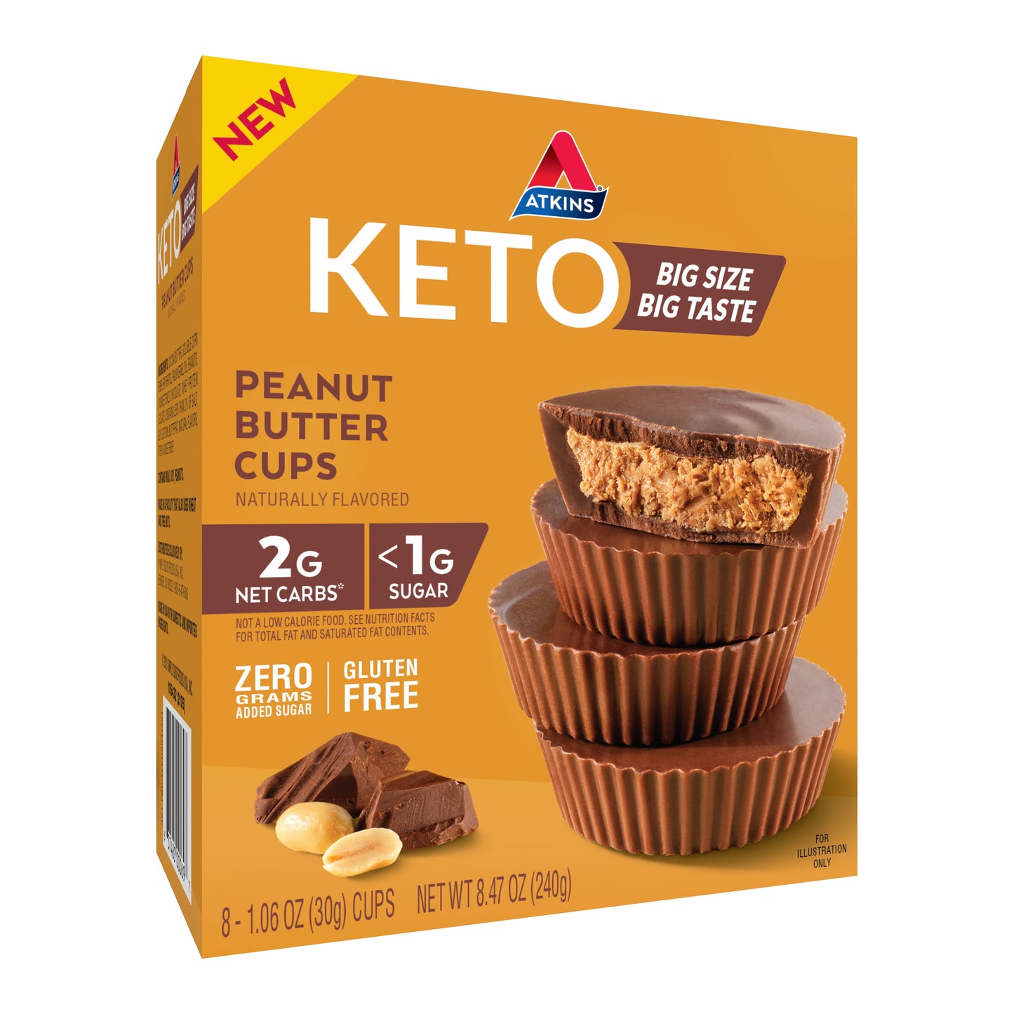 Atkins Keto Peanut Butter Cups, Gluten Free, 1.06 oz, 8 Count