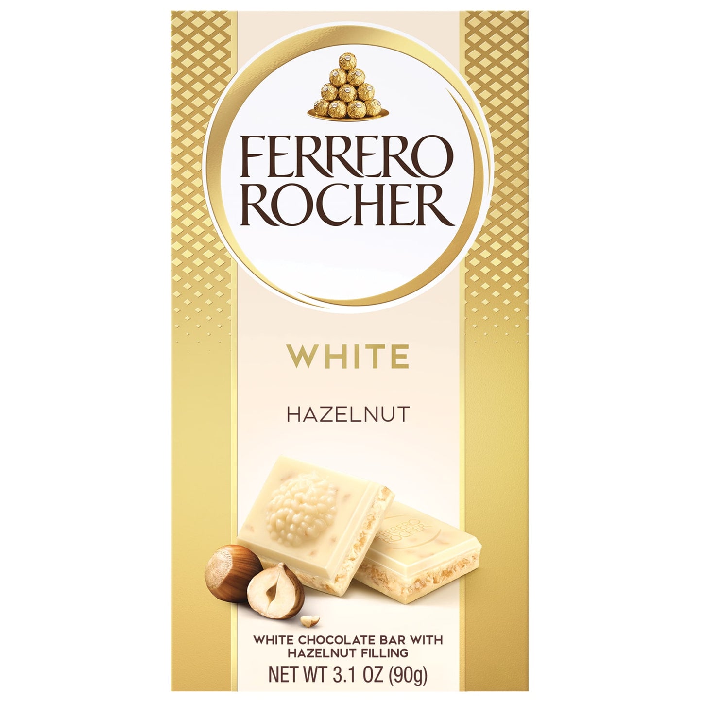 Ferrero Rocher premium chocolate bar, White Chocolate with Hazelnut Filling