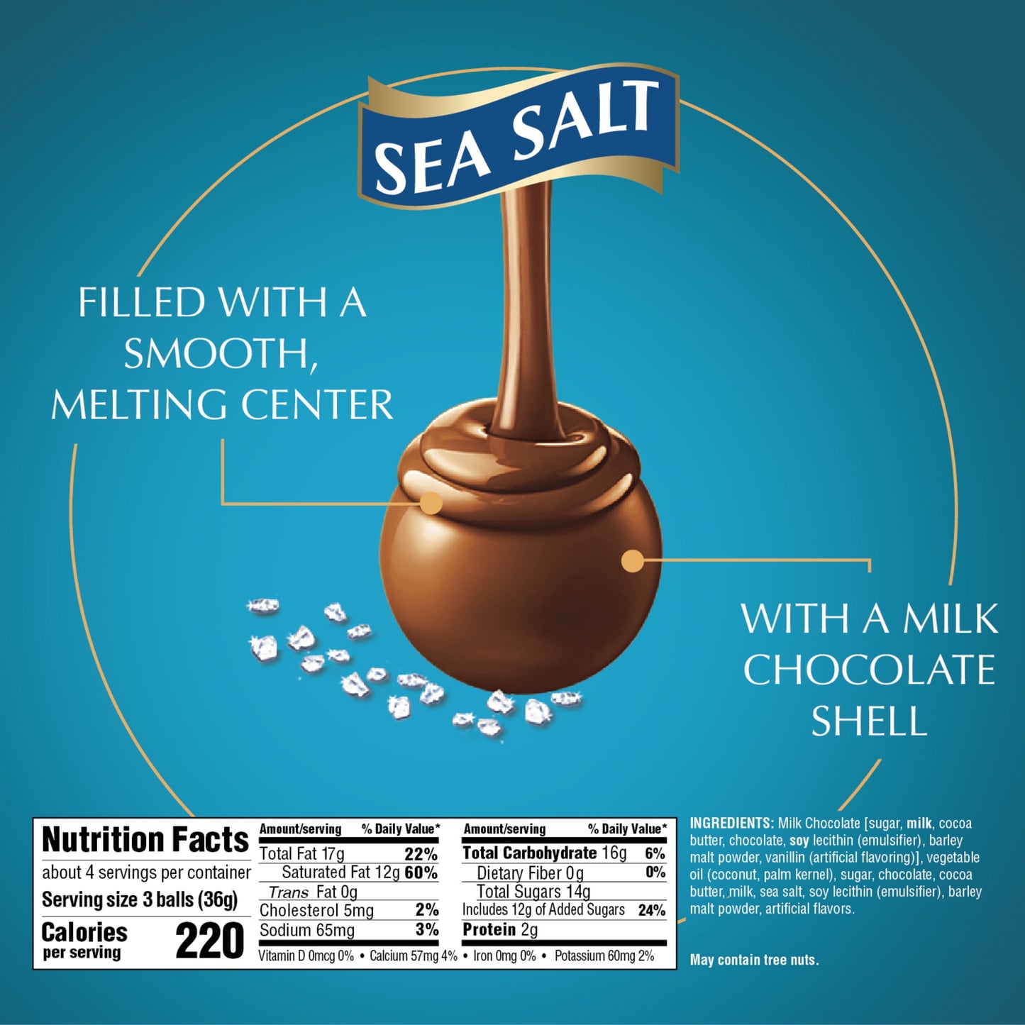 Lindt Lindor Sea Salt Milk Chocolate Candy Truffles, 5.1 oz. Bag