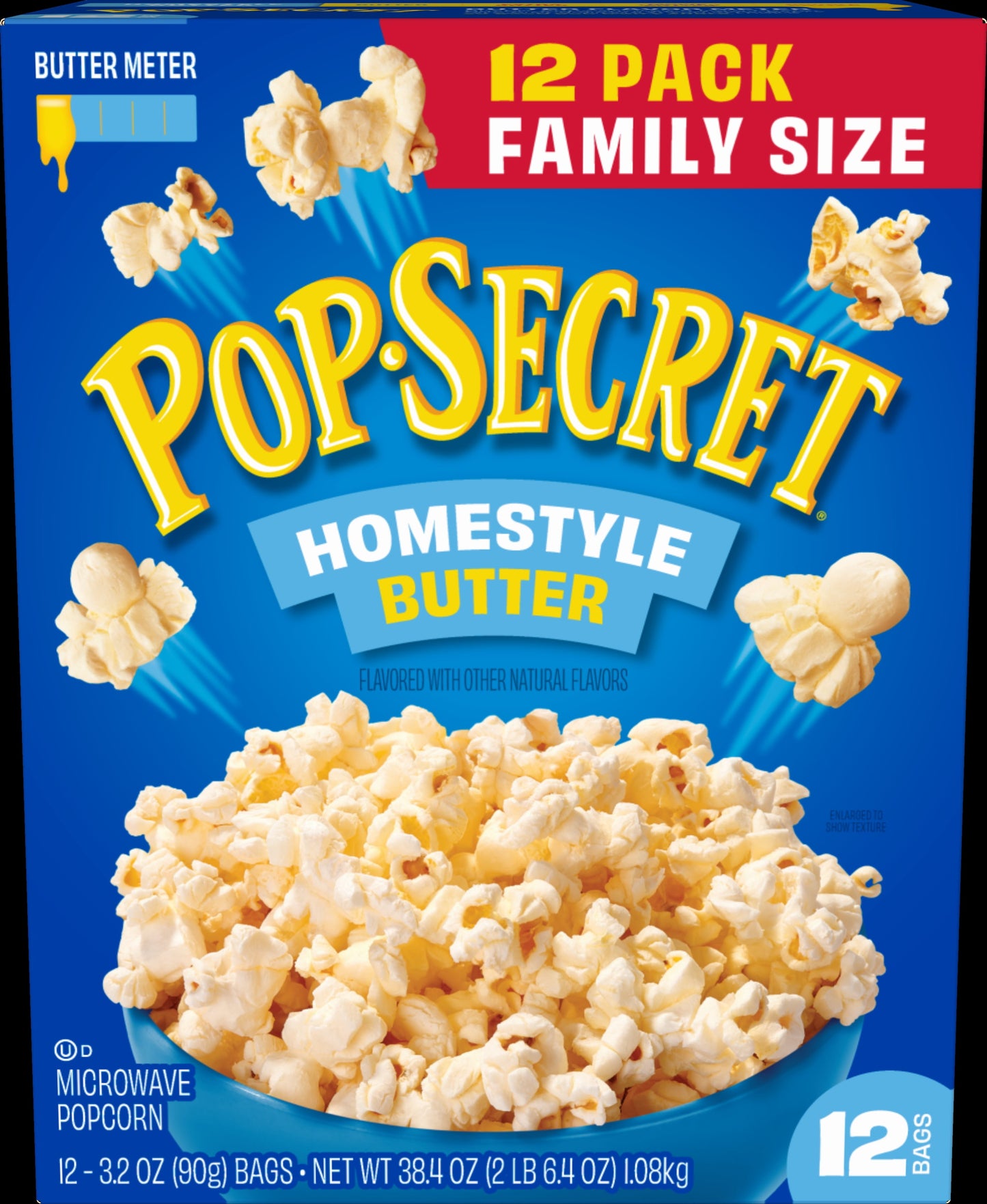 Pop Secret Microwave Popcorn, Homestyle Butter Flavor, 3.2 oz Sharing