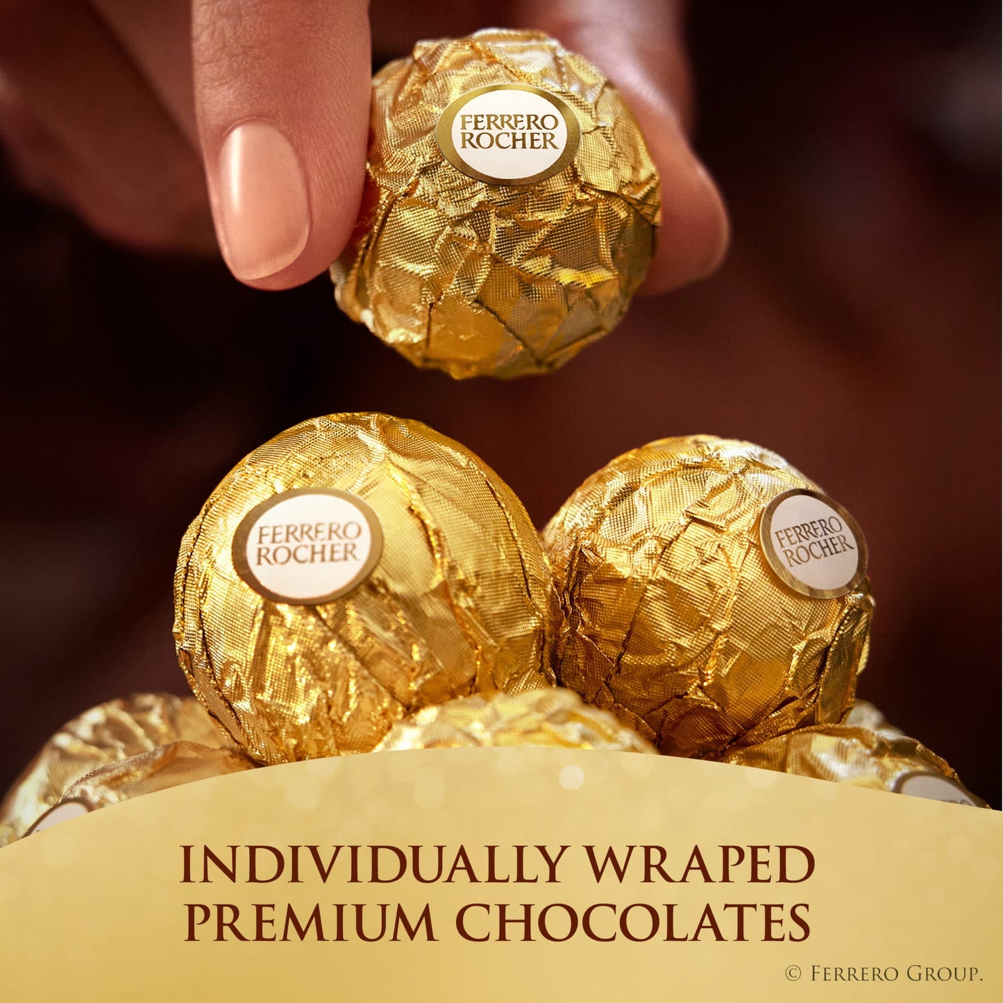 Ferrero Rocher Gourmet Hazelnut Milk Chocolate Gift Box, 12ct 5.3 oz