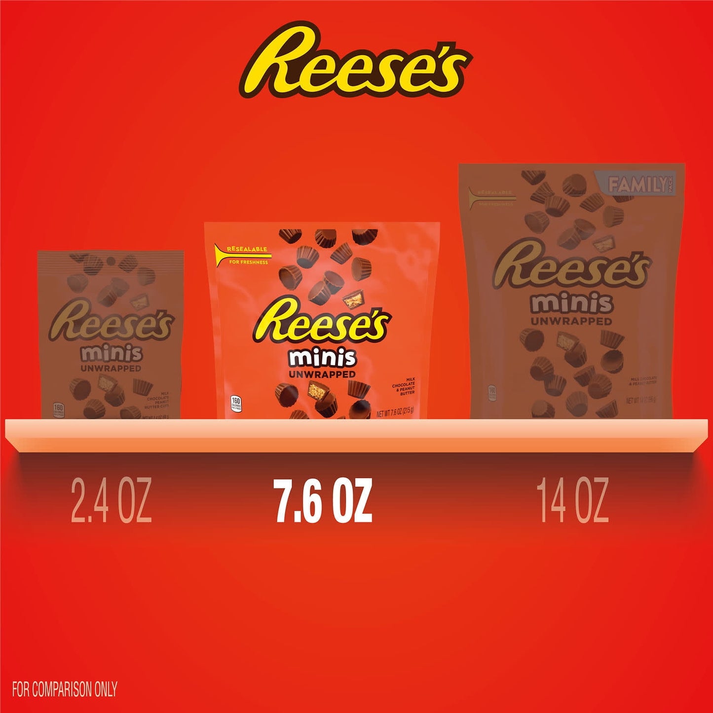 Reese's Minis Milk Chocolate Unwrapped Peanut Butter Cups Candy, Bag 7