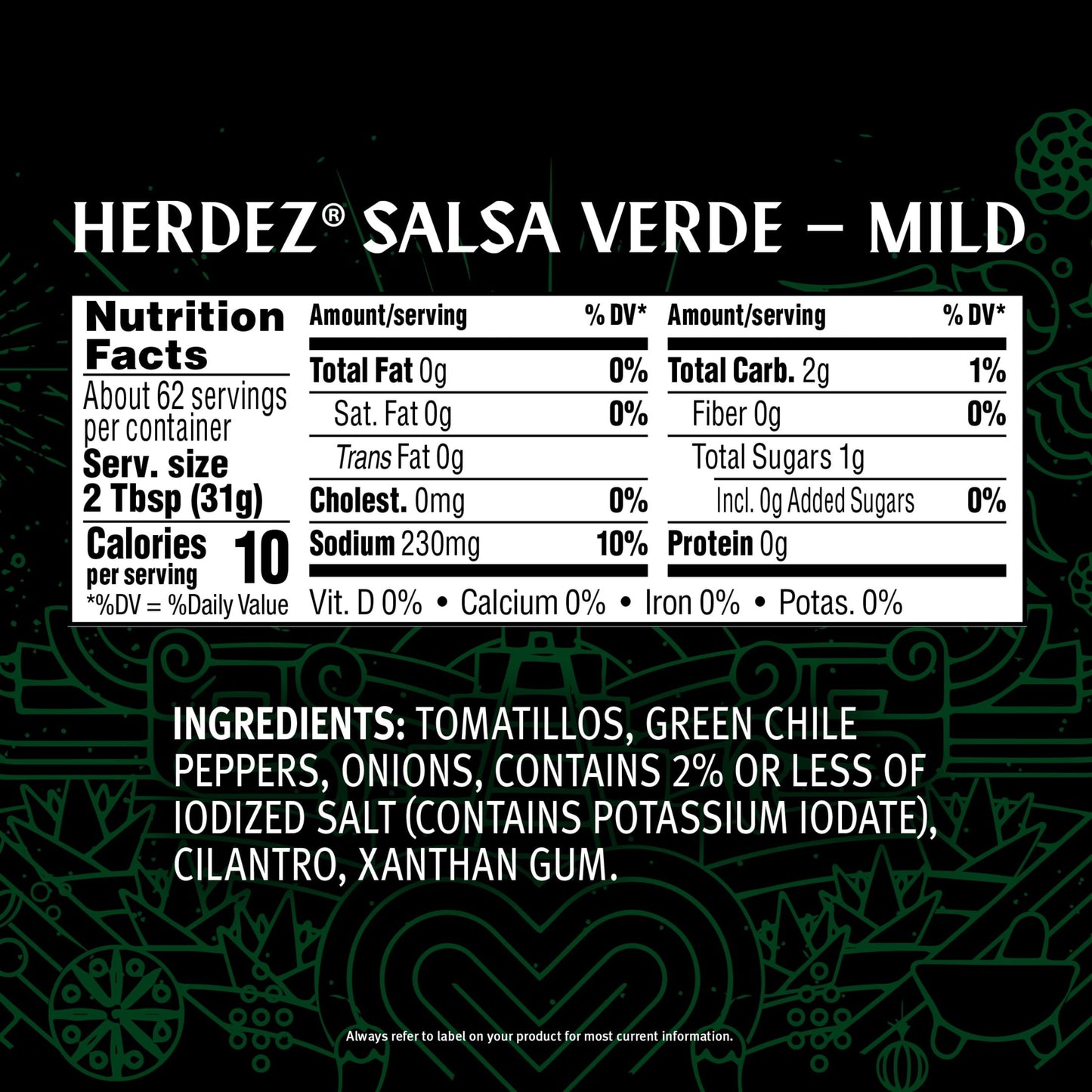 HERDEZ Salsa Verde Mild, Tortilla Chip Dip, Shelf Stable, Large 68 oz