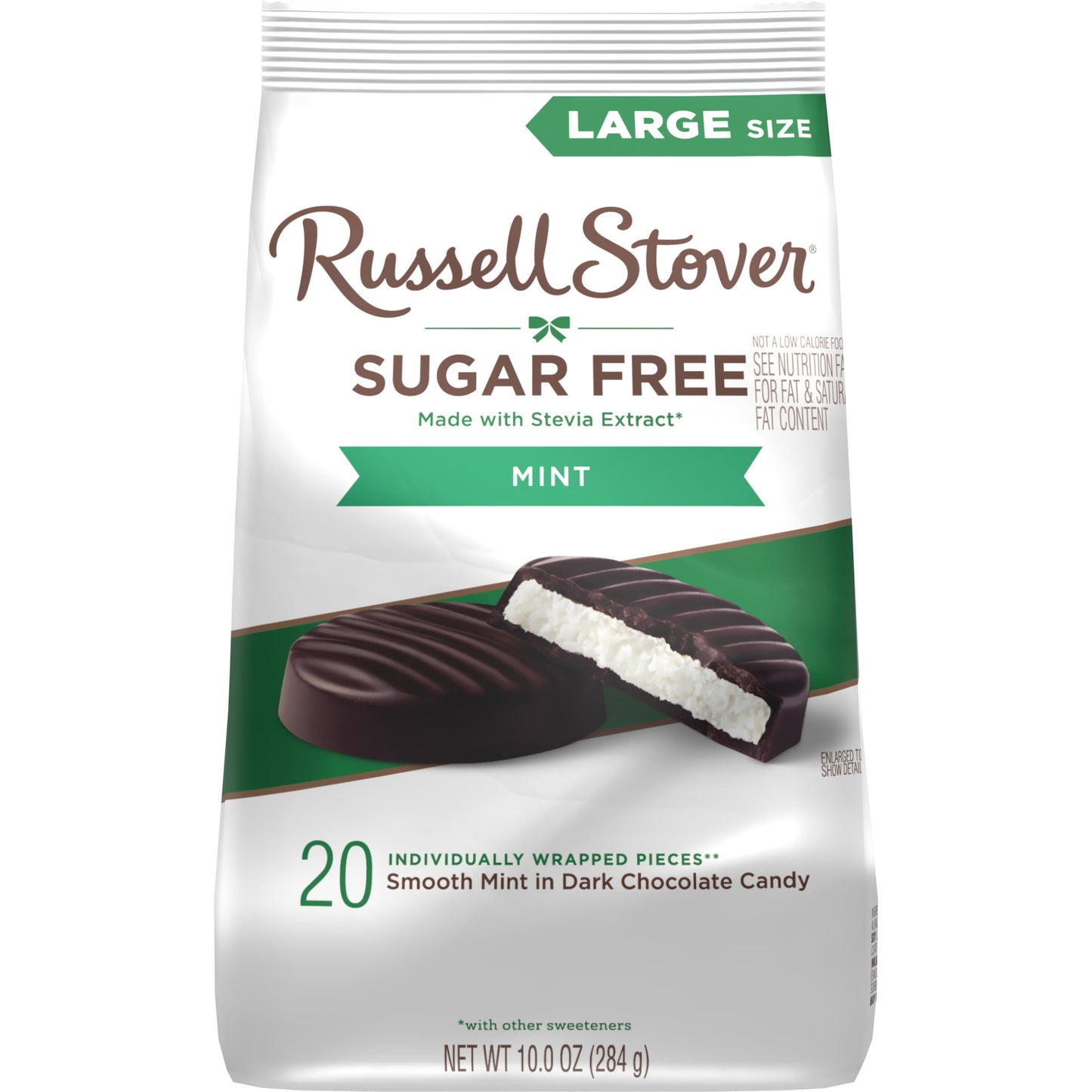 RUSSELL STOVER Sugar Free Dark Chocolate Mint Candy, 10 oz. bag