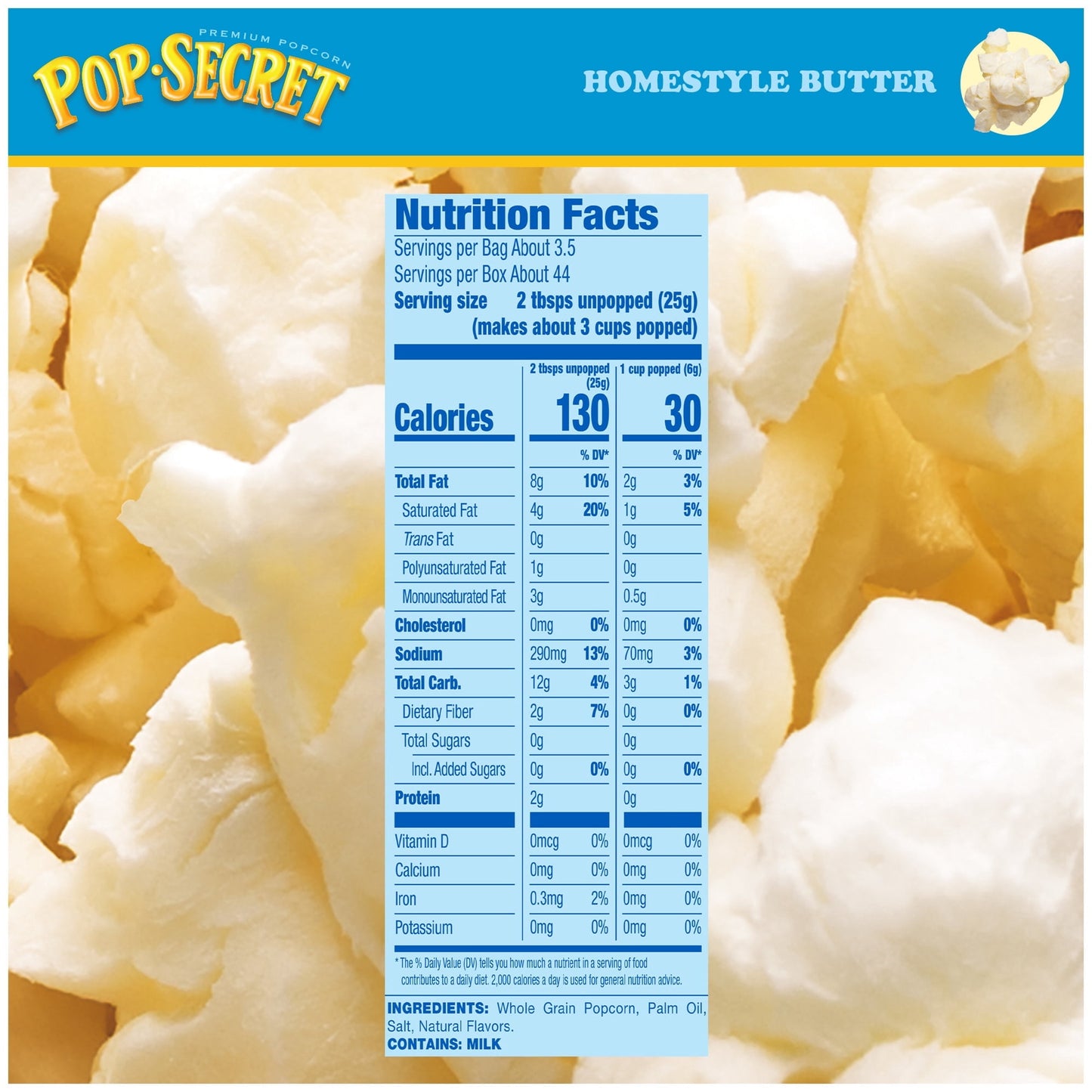 Pop Secret Microwave Popcorn, Homestyle Butter Flavor, 3.2 oz Sharing