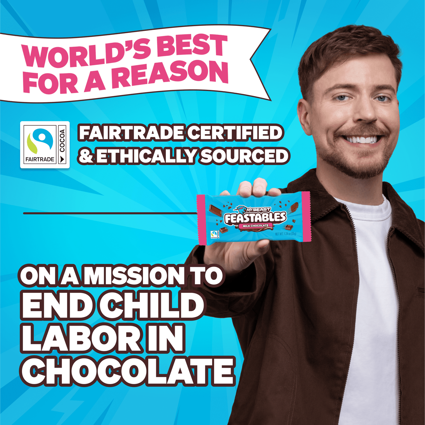Feastables MrBeast Milk Chocolate Bar Sampler Variety Pack, 2.1 oz (60
