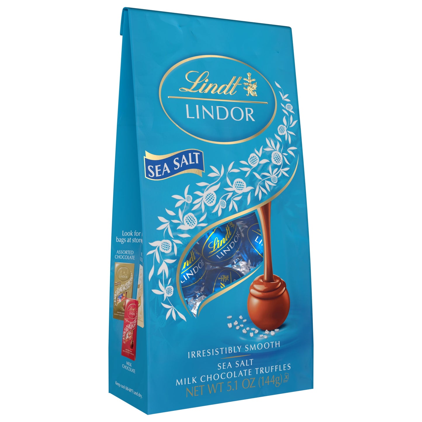 Lindt Lindor Sea Salt Milk Chocolate Candy Truffles, 5.1 oz. Bag