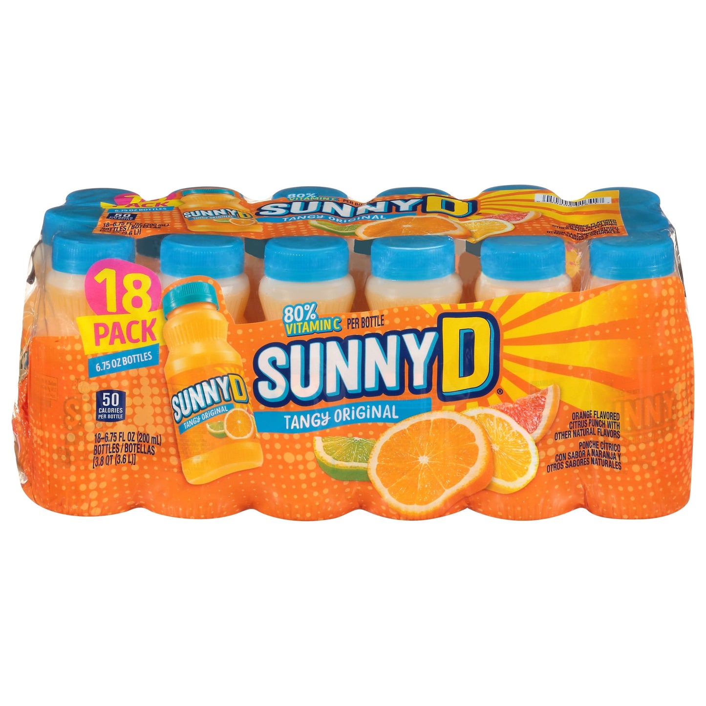 SUNNYD Tangy Original Shelf Stable Orange Juice Drink, 18 Count, 6.75