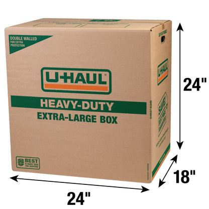 Extra-Large Heavy-Duty Double Wall Moving & Shipping Box - 24” x 18” x 24” (L x W x H) | Pack of 2