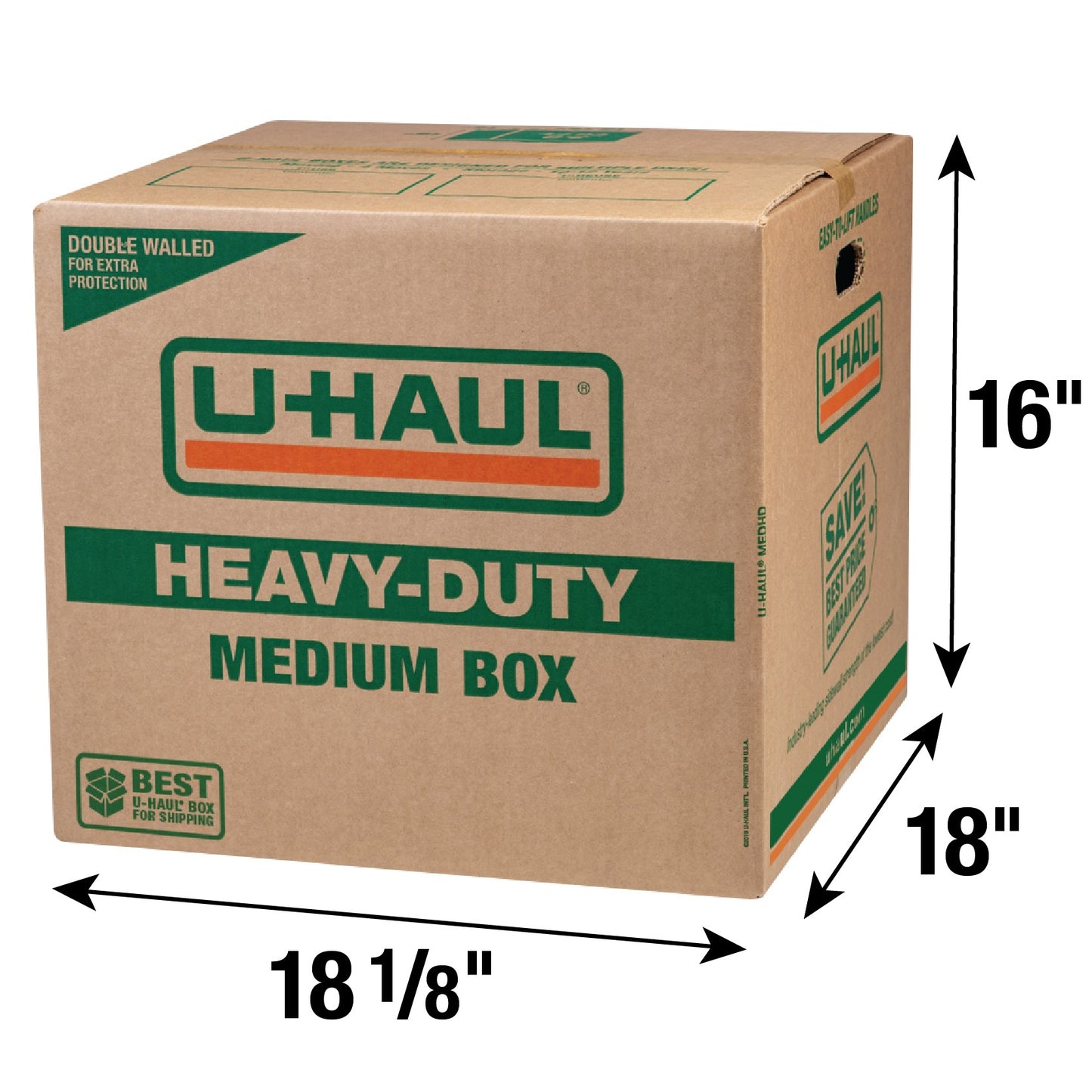 Medium Heavy-Duty Double Wall Moving & Shipping Box - 18-1/8” x 18” x 16” (L x W x H) | Pack of 2