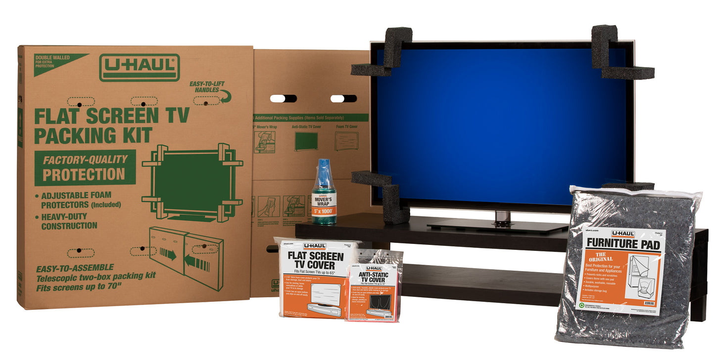 Ultimate TV Packing Kit (Box, Covers, Tape, Wrap & Moving Pad)