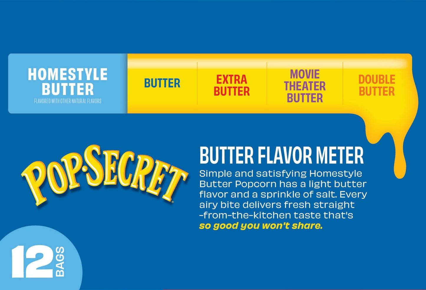 Pop Secret Microwave Popcorn, Homestyle Butter Flavor, 3.2 oz Sharing