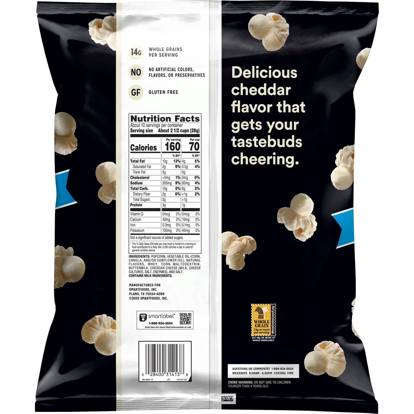 Smartfood Gluten Free, No Artificial Colors White Cheddar Popcorn Bag