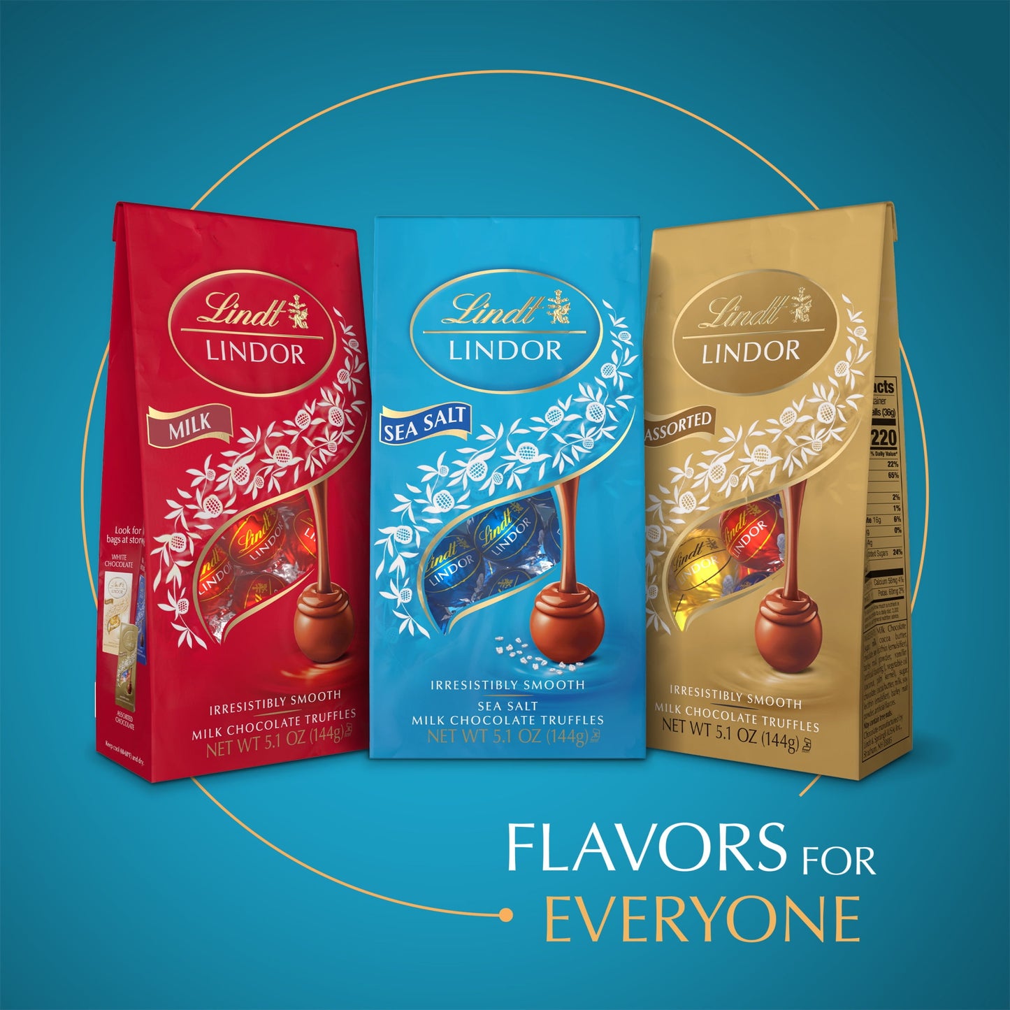Lindt Lindor Sea Salt Milk Chocolate Candy Truffles, 5.1 oz. Bag