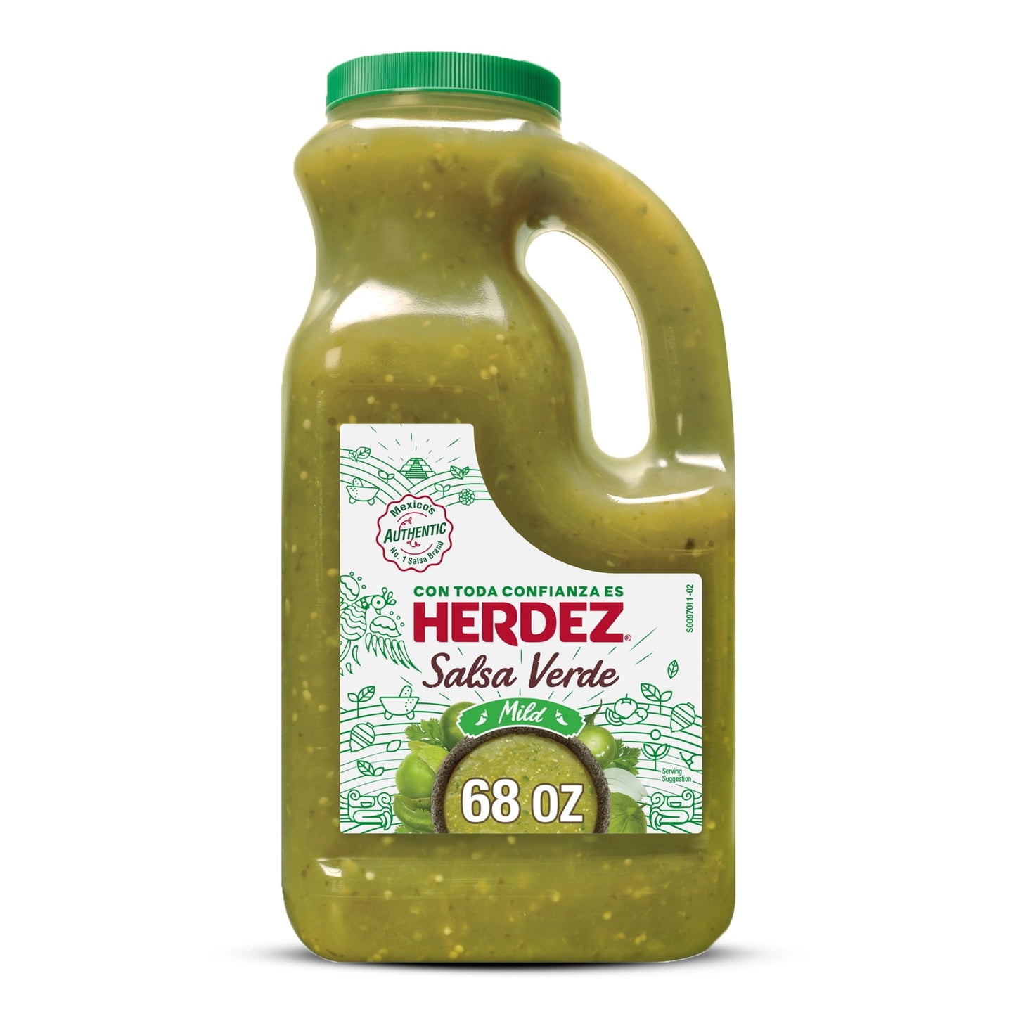 HERDEZ Salsa Verde Mild, Tortilla Chip Dip, Shelf Stable, Large 68 oz