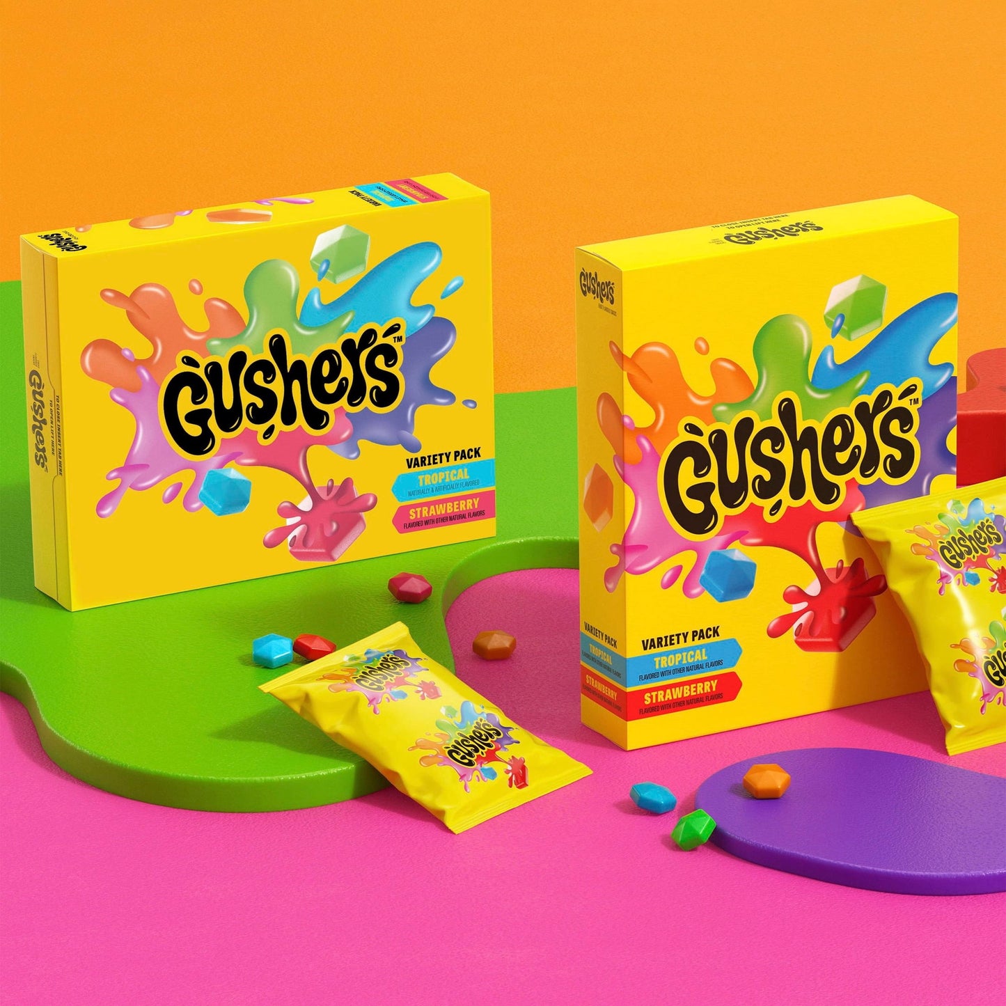 Gushers Fruit Flavored Snacks, Halloween, Watermelon and Sour Apple Flavor, 20 Count, 16 oz