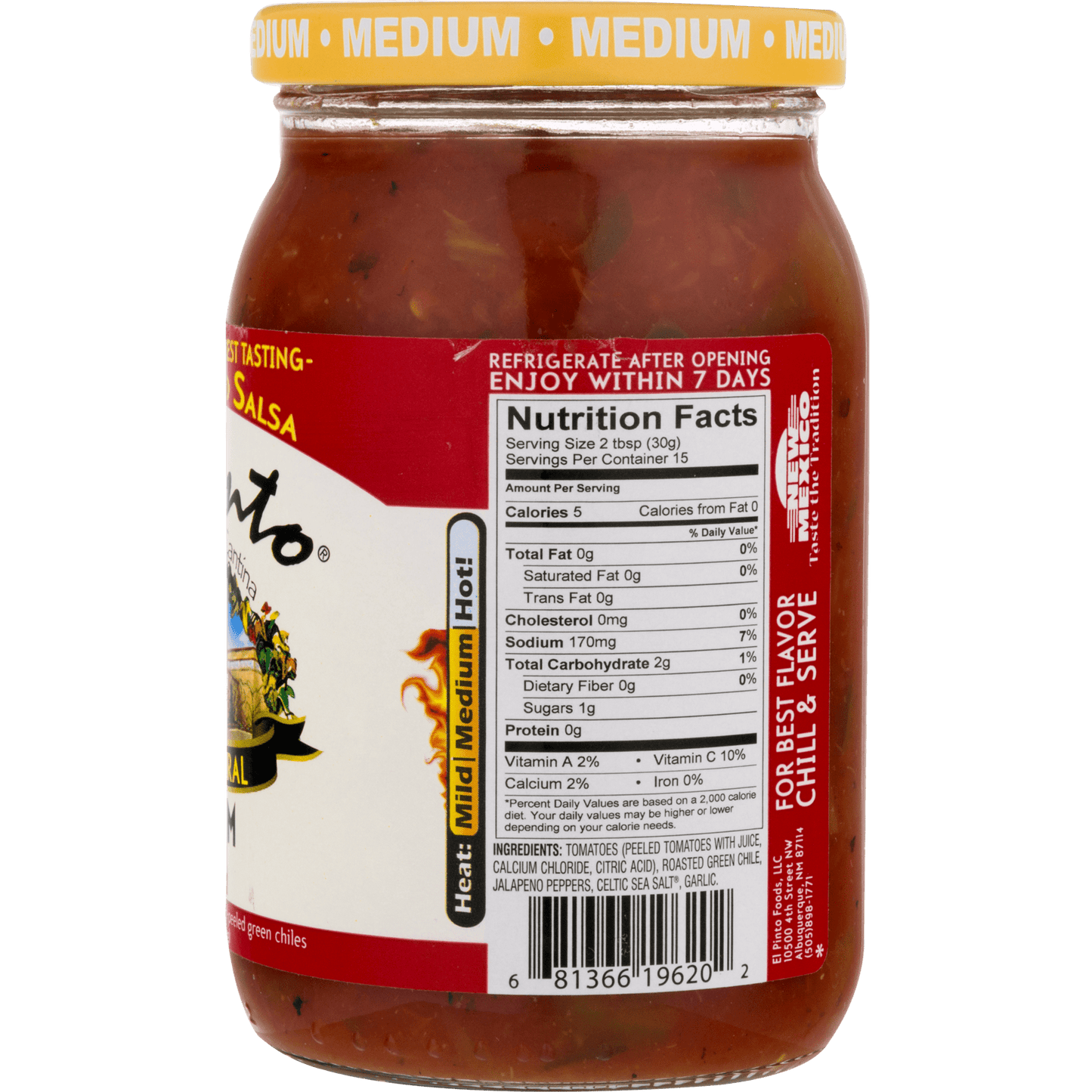 El Pinto Medium Salsa, 16 ozEl Pinto Medium Salsa  Authentic New Mexico Flavor, 16 oz Jar